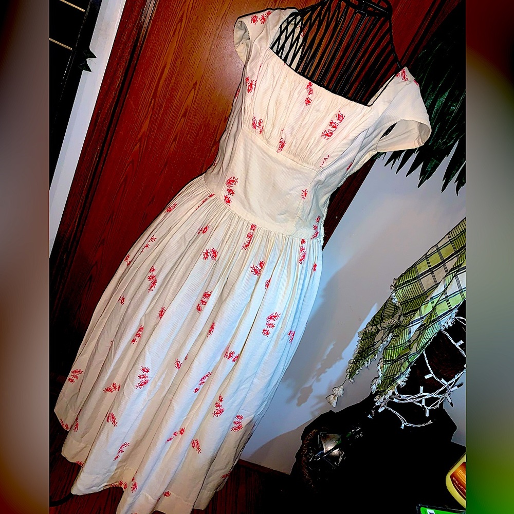 One of a kind 1950s vintage 3/4 length picnic dress